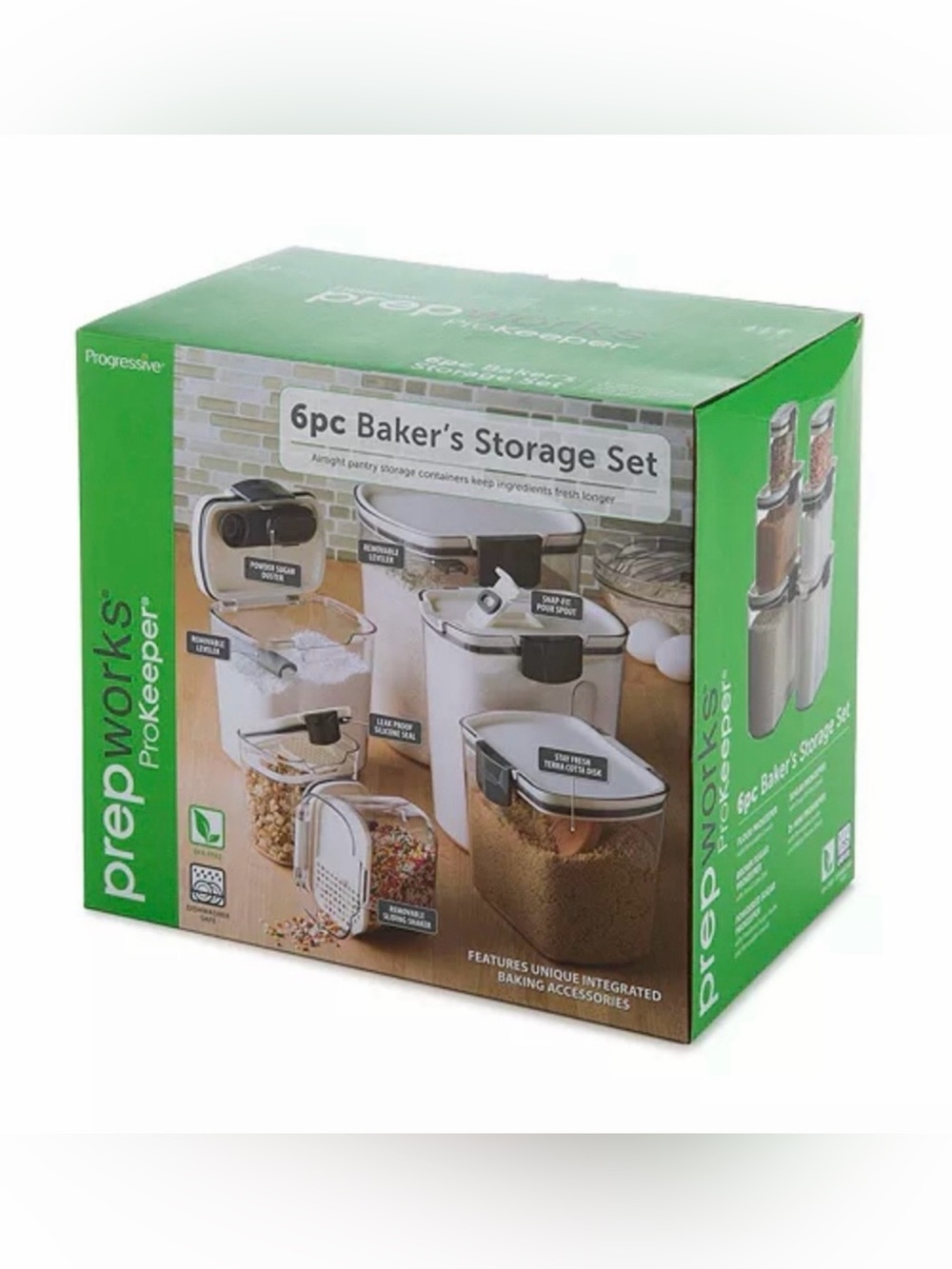 Prepworks ProKeeper 6 Piece Airtight Food Pantry Storage Baking Container Set